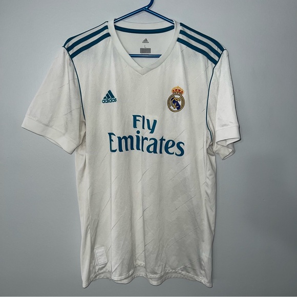 Real Madrid FC Jersey Mens Large White Adidas 2016 2017 Spain Futbol - Picture 1 of 8